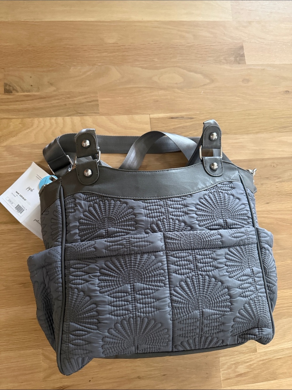 Petunia Pickle Bottom Quilted Gray Tote Bag